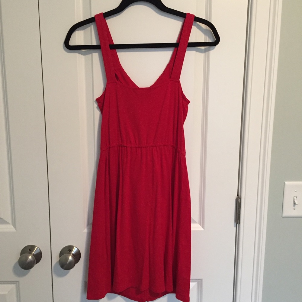 Express Red Ruffle Dress - Picture 3 of 4